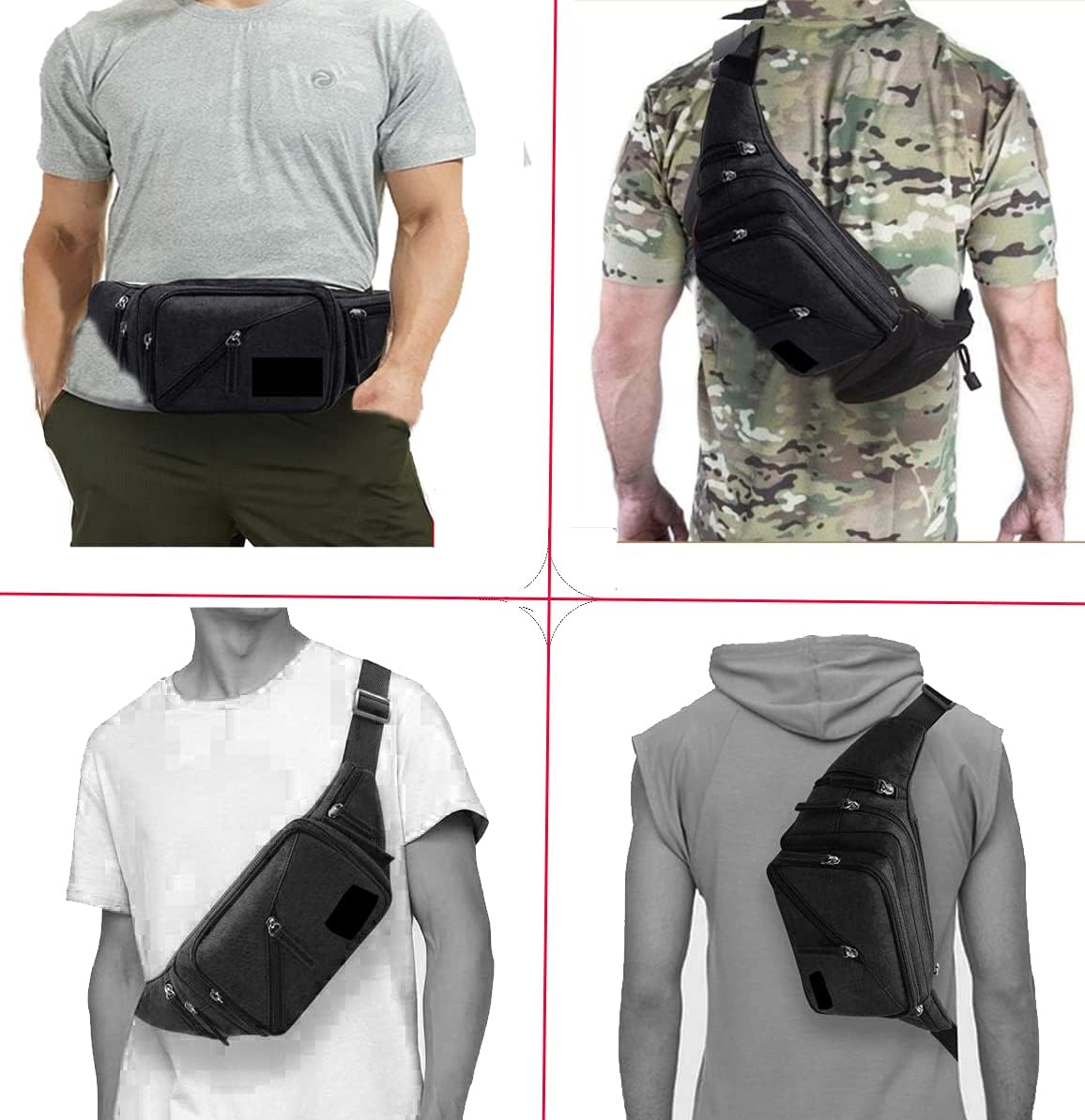 Concealed Carry Pistol Waist bag Tactical Conceal Carry Pistol Bag Fanny Packs Handgun Holster Pouch with Bottle&Gun Holder Fits 1911 Glock etc