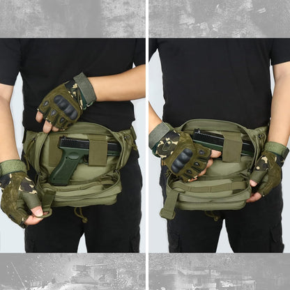 Concealed Carry Pistol Waist bag Tactical Conceal Carry Pistol Bag Fanny Packs Handgun Holster Pouch with Bottle&Gun Holder Fits 1911 Glock etc