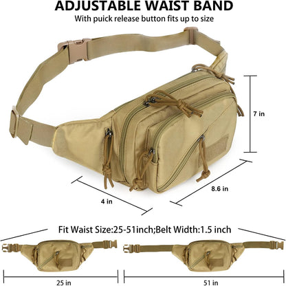 Concealed Carry Pistol Waist bag Tactical Conceal Carry Pistol Bag Fanny Packs Handgun Holster Pouch with Bottle&Gun Holder Fits 1911 Glock etc