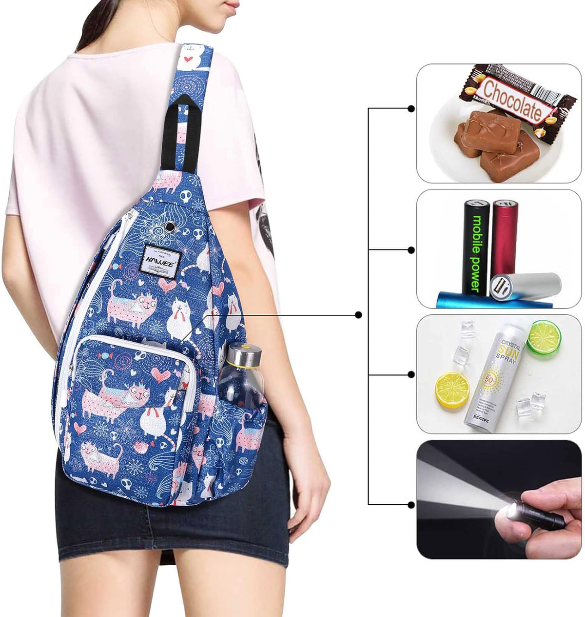 Backpack Sling for Women Anti-Water Crossbody Bag Inclined Adjustable Pack | Casual - Colors A