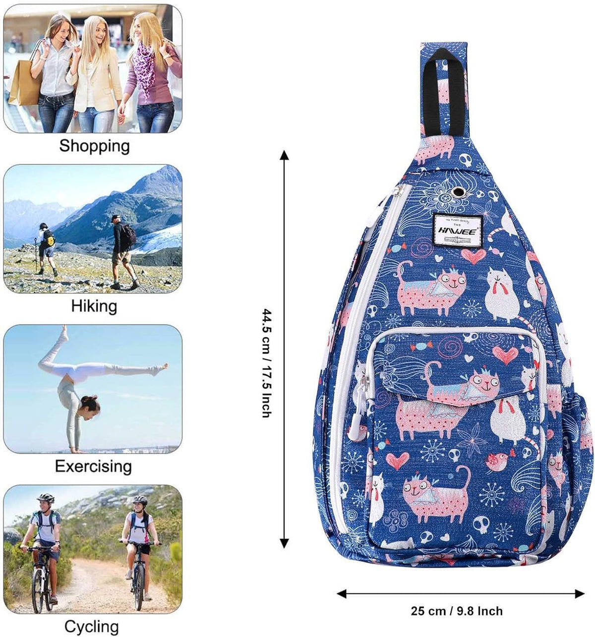 Backpack Sling for Women Anti-Water Crossbody Bag Inclined Adjustable Pack | Casual - Colors A