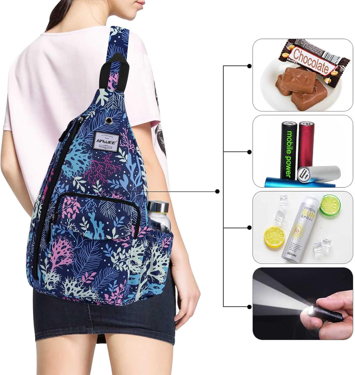 Backpack Sling for Women Anti-Water Crossbody Bag Inclined Adjustable Pack | Casual - Colors A