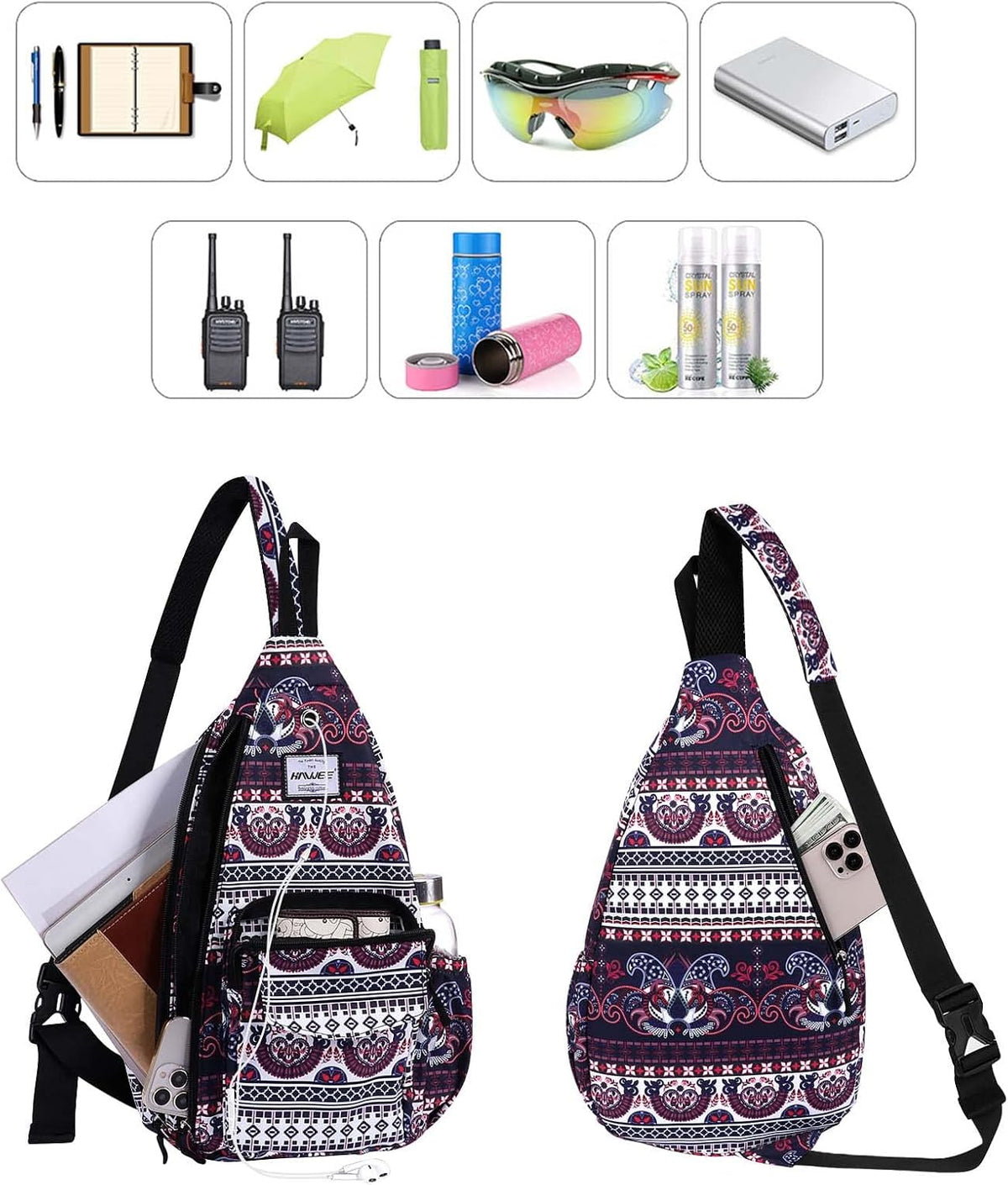 Backpack Sling for Women Anti-Water Crossbody Bag Inclined Adjustable Pack | Casual - Colors A