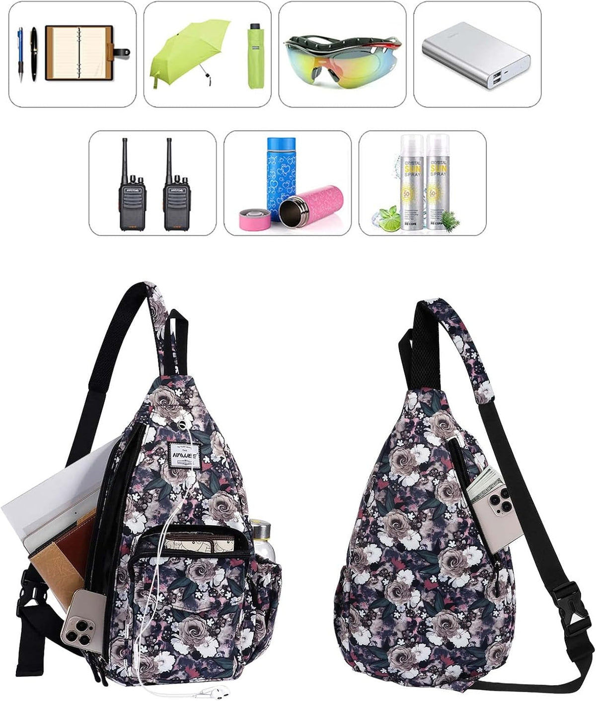Backpack Sling for Women Anti-Water Crossbody Bag Inclined Adjustable Pack | Casual - Colors A