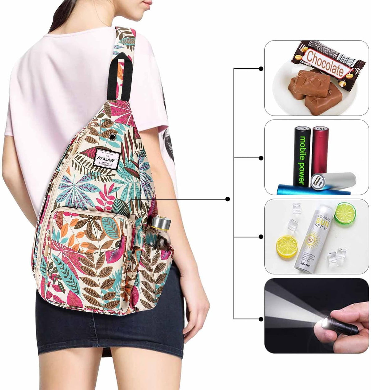 Backpack Sling for Women Anti-Water Crossbody Bag Inclined Adjustable Pack | Casual - Colors A