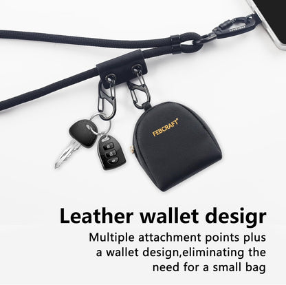 Cell Phone Lanyard Crossbody,Anti Theft Phone Strap,with Steel Wire & Lock,Clip and Go Strap for Phone with Wallet Crossbody,Travel Essentials,Commuting,Daily Convenience,Black