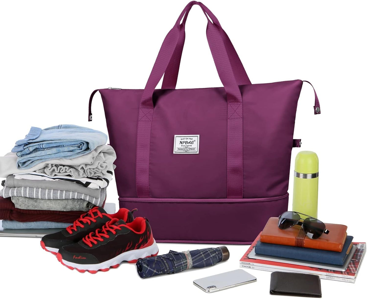 Women Travel Duffel, Multi Functional Large Expandable Weekender Carry-on Tote, Gym Workout Overnight Bag, Mommy Hospital Bag for Labor and Delivery - Colors B
