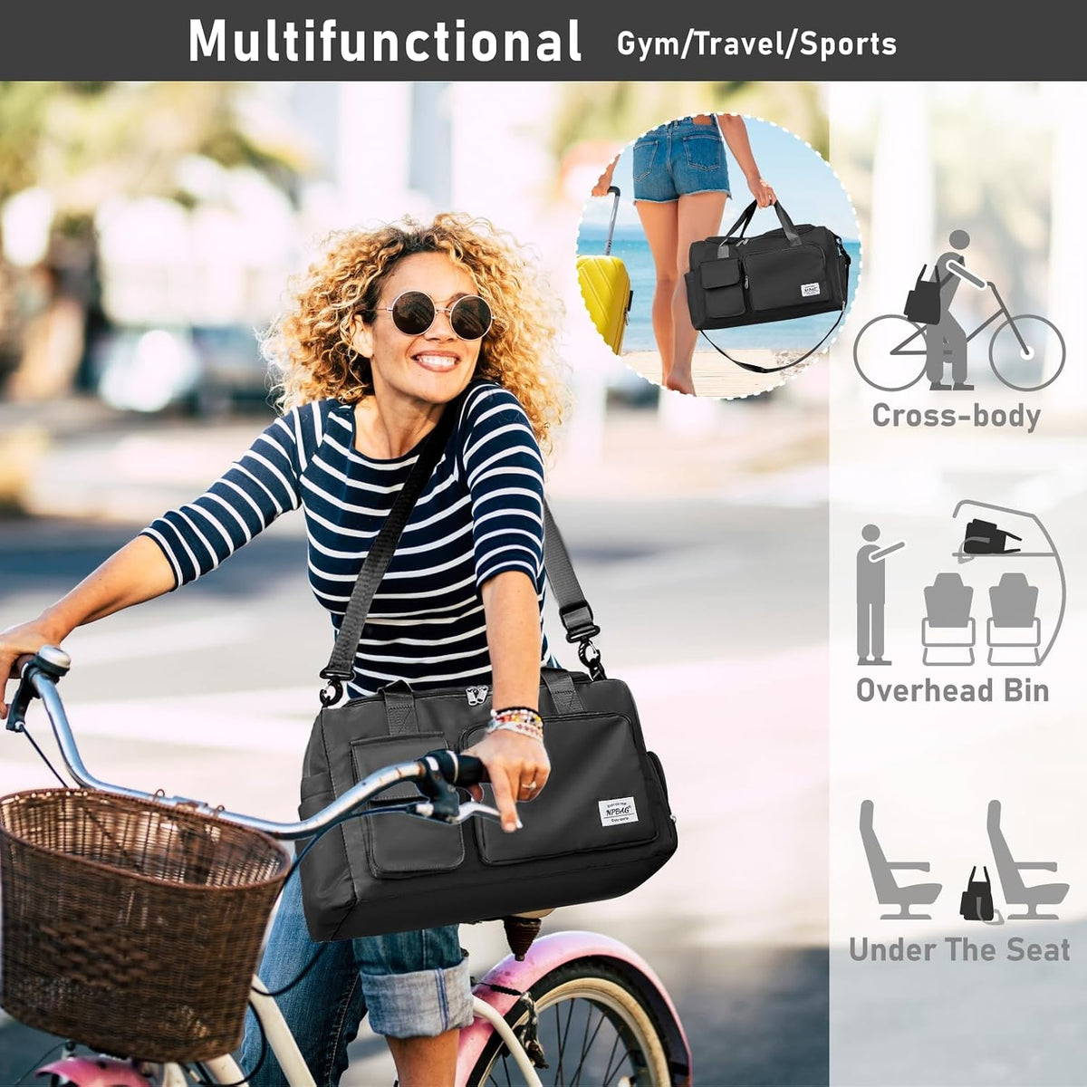 Women Travel Duffel, Multi Functional Large Expandable Weekender Carry-on Tote, Gym Workout Overnight Bag, Mommy Hospital Bag for Labor and Delivery - Colors B