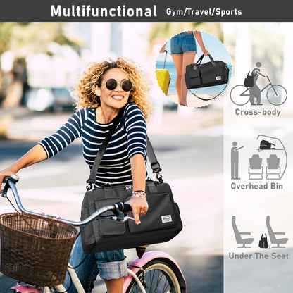 Women Travel Duffel, Multi Functional Large Expandable Weekender Carry-on Tote, Gym Workout Overnight Bag, Mommy Hospital Bag for Labor and Delivery - Colors B
