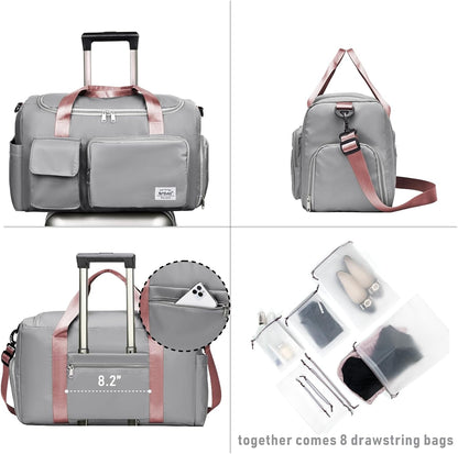 Women Travel Duffel, Multi Functional Large Expandable Weekender Carry-on Tote, Gym Workout Overnight Bag, Mommy Hospital Bag for Labor and Delivery - Colors B