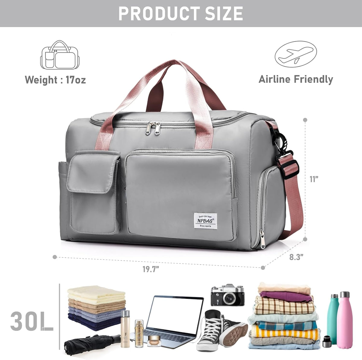 Women Travel Duffel, Multi Functional Large Expandable Weekender Carry-on Tote, Gym Workout Overnight Bag, Mommy Hospital Bag for Labor and Delivery - Colors B