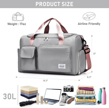 Women Travel Duffel, Multi Functional Large Expandable Weekender Carry-on Tote, Gym Workout Overnight Bag, Mommy Hospital Bag for Labor and Delivery - Colors B