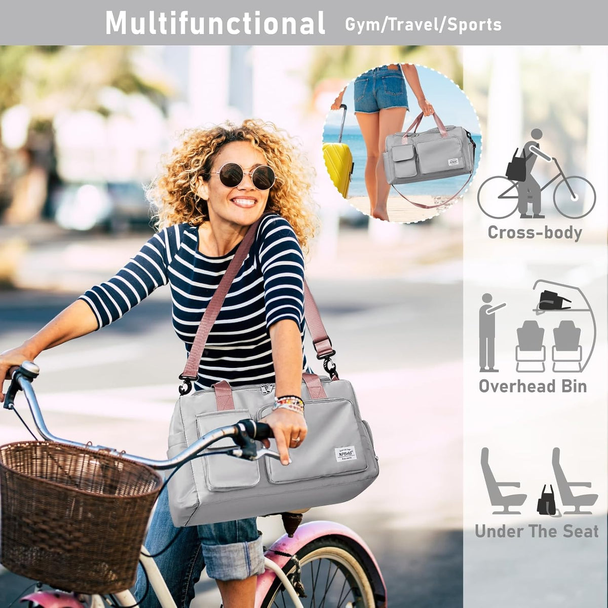 Women Travel Duffel, Multi Functional Large Expandable Weekender Carry-on Tote, Gym Workout Overnight Bag, Mommy Hospital Bag for Labor and Delivery - Colors B