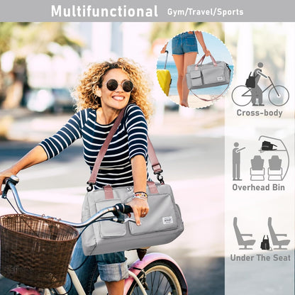 Women Travel Duffel, Multi Functional Large Expandable Weekender Carry-on Tote, Gym Workout Overnight Bag, Mommy Hospital Bag for Labor and Delivery - Colors B
