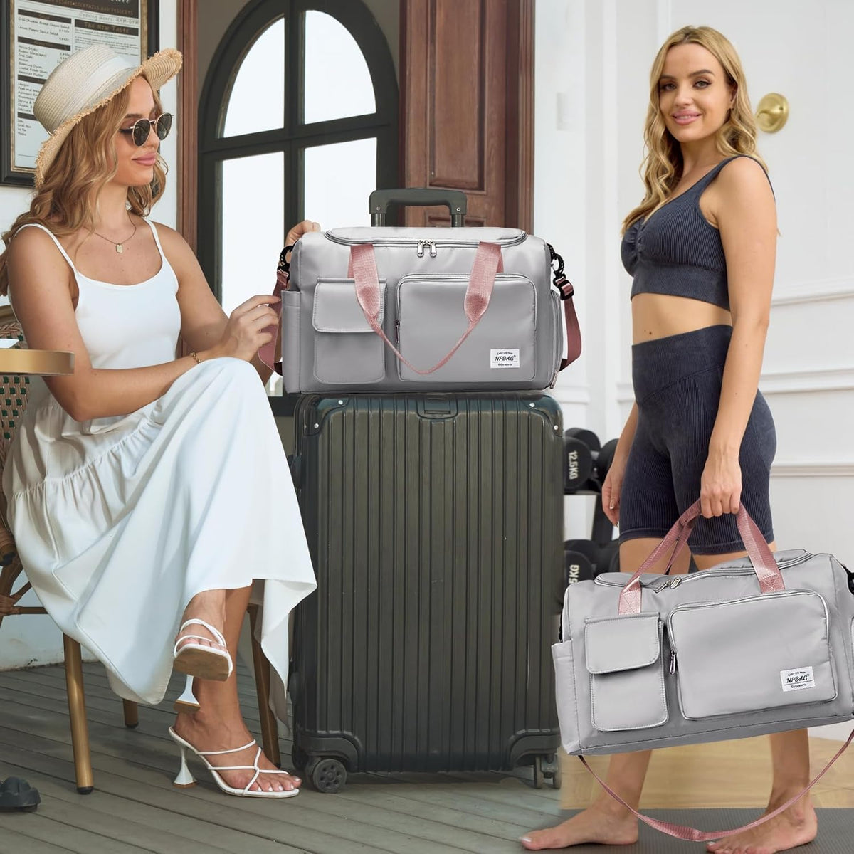 Women Travel Duffel, Multi Functional Large Expandable Weekender Carry-on Tote, Gym Workout Overnight Bag, Mommy Hospital Bag for Labor and Delivery - Colors B