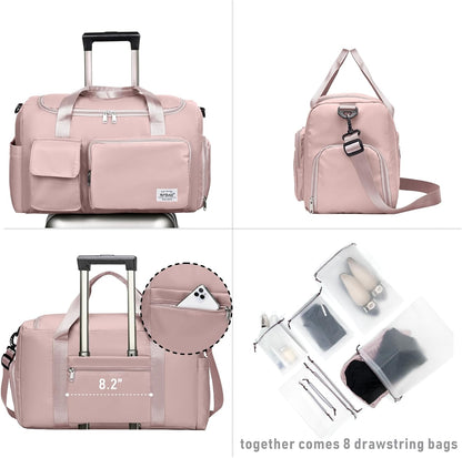Women Travel Duffel, Multi Functional Large Expandable Weekender Carry-on Tote, Gym Workout Overnight Bag, Mommy Hospital Bag for Labor and Delivery - Colors B