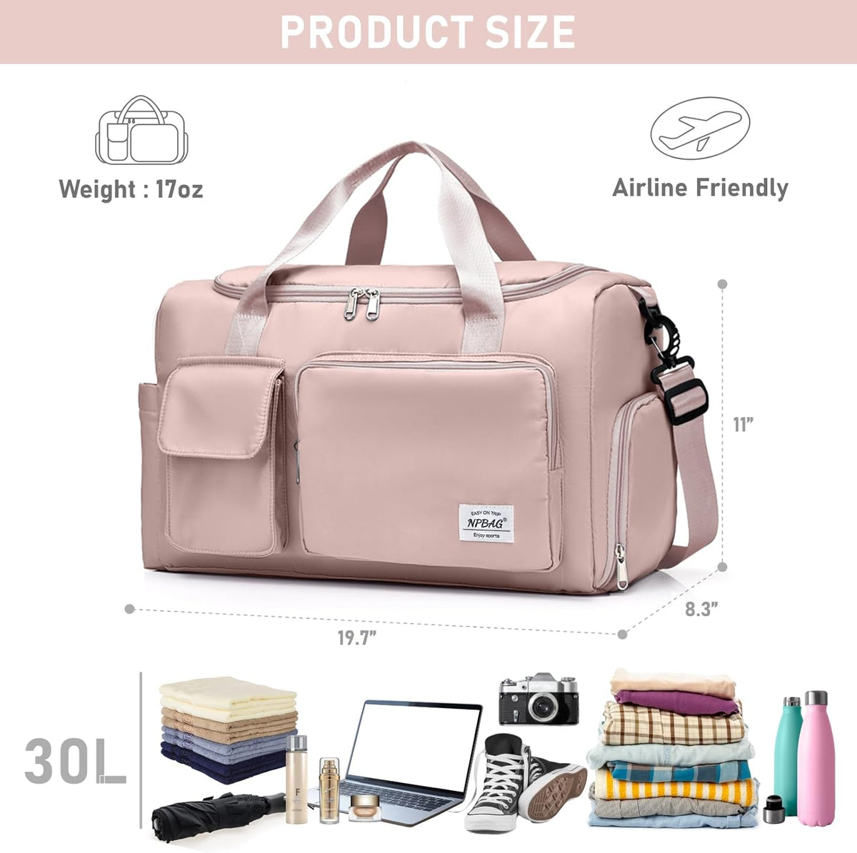 Women Travel Duffel, Multi Functional Large Expandable Weekender Carry-on Tote, Gym Workout Overnight Bag, Mommy Hospital Bag for Labor and Delivery - Colors B