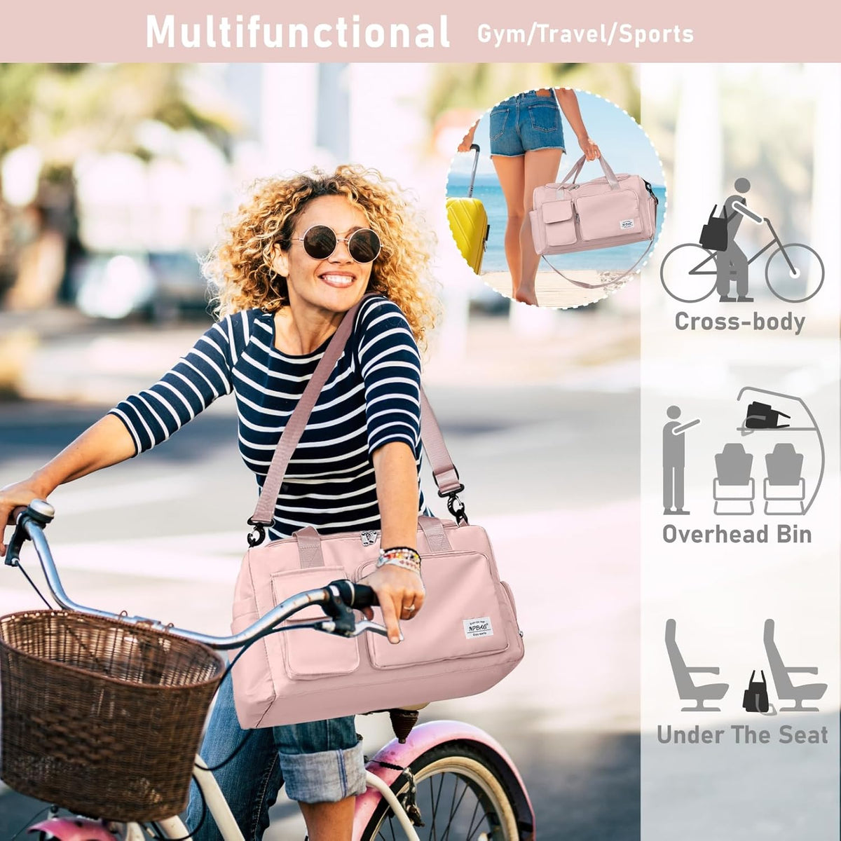 Women Travel Duffel, Multi Functional Large Expandable Weekender Carry-on Tote, Gym Workout Overnight Bag, Mommy Hospital Bag for Labor and Delivery - Colors B