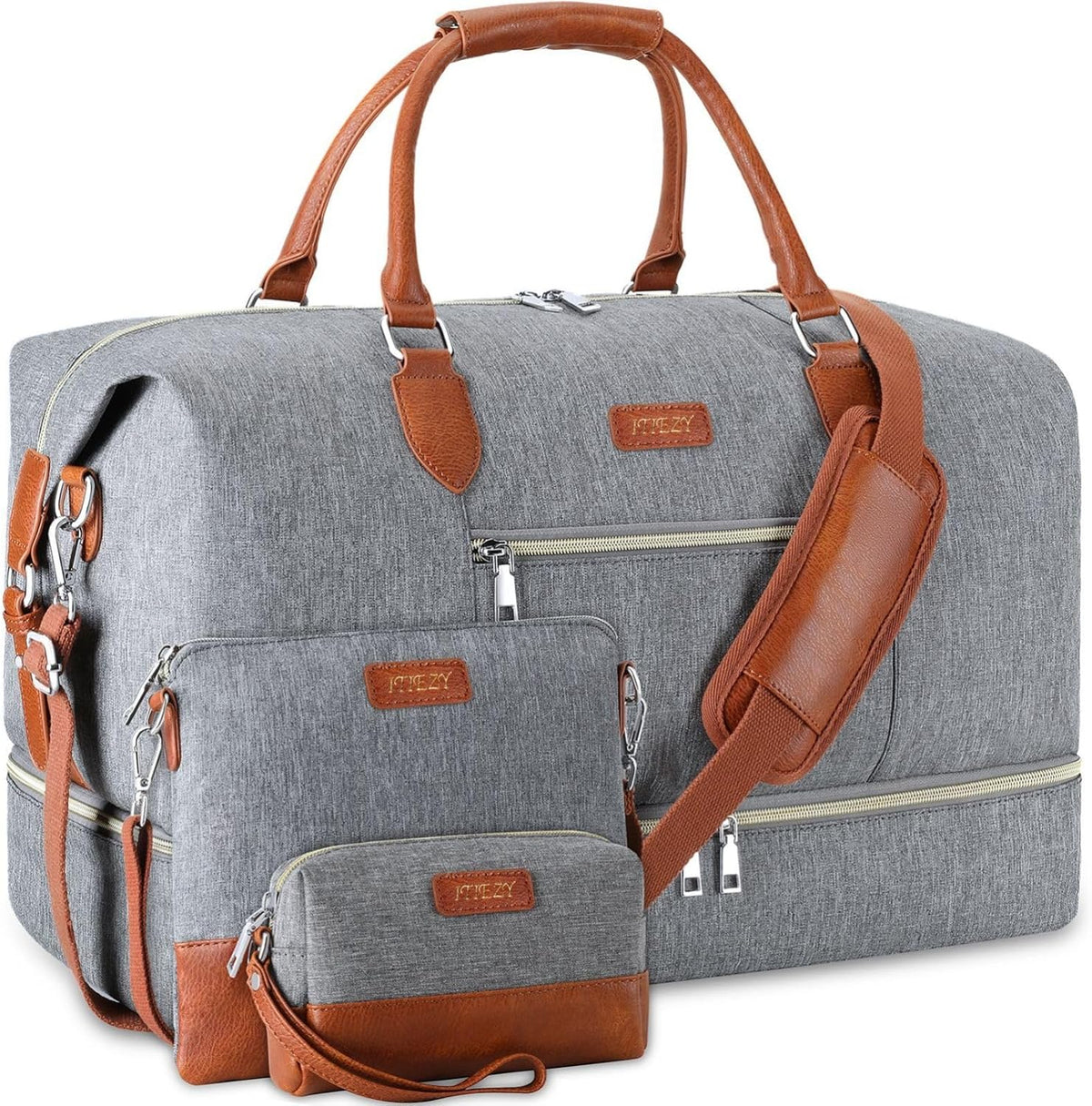 Weekender Overnight Bag for Women - Large Travel Duffel Bag with Shoe Compartment, Gym Duffel Bag Hospital Bag Carry On Tote Bags for Airplanes with Crossbody Bag Toiletry Bag 3Pcs Set - Colors B