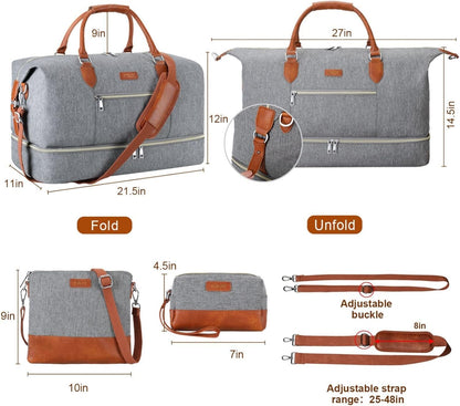 Weekender Overnight Bag for Women - Large Travel Duffel Bag with Shoe Compartment, Gym Duffel Bag Hospital Bag Carry On Tote Bags for Airplanes with Crossbody Bag Toiletry Bag 3Pcs Set - Colors B