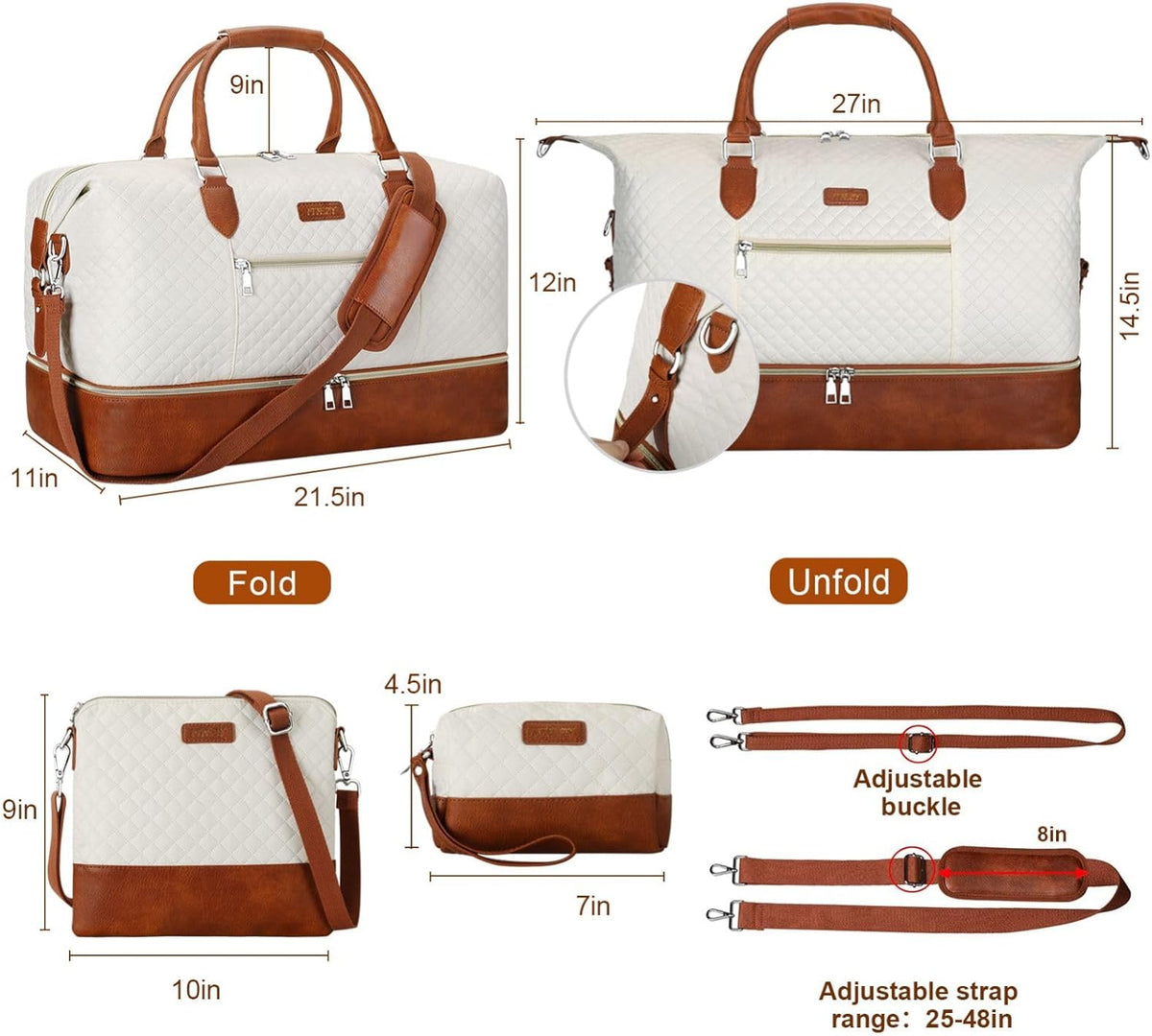 Weekender Overnight Bag for Women - Large Travel Duffel Bag with Shoe Compartment, Gym Duffel Bag Hospital Bag Carry On Tote Bags for Airplanes with Crossbody Bag Toiletry Bag 3Pcs Set - Colors B