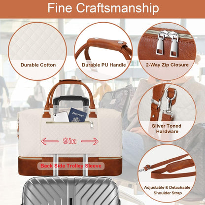 Weekender Overnight Bag for Women - Large Travel Duffel Bag with Shoe Compartment, Gym Duffel Bag Hospital Bag Carry On Tote Bags for Airplanes with Crossbody Bag Toiletry Bag 3Pcs Set - Colors B