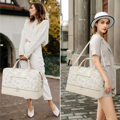 Weekender Overnight Bag for Women - Large Travel Duffel Bag with Shoe Compartment, Gym Duffel Bag Hospital Bag Carry On Tote Bags for Airplanes with Crossbody Bag Toiletry Bag 3Pcs Set - Colors B