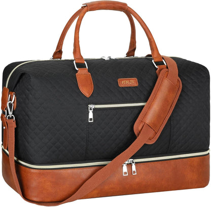 Weekender Overnight Bag for Women - Large Travel Duffel Bag with Shoe Compartment, Gym Duffel Bag Hospital Bag Carry On Tote Bags for Airplanes with Crossbody Bag Toiletry Bag 3Pcs Set - Colors B