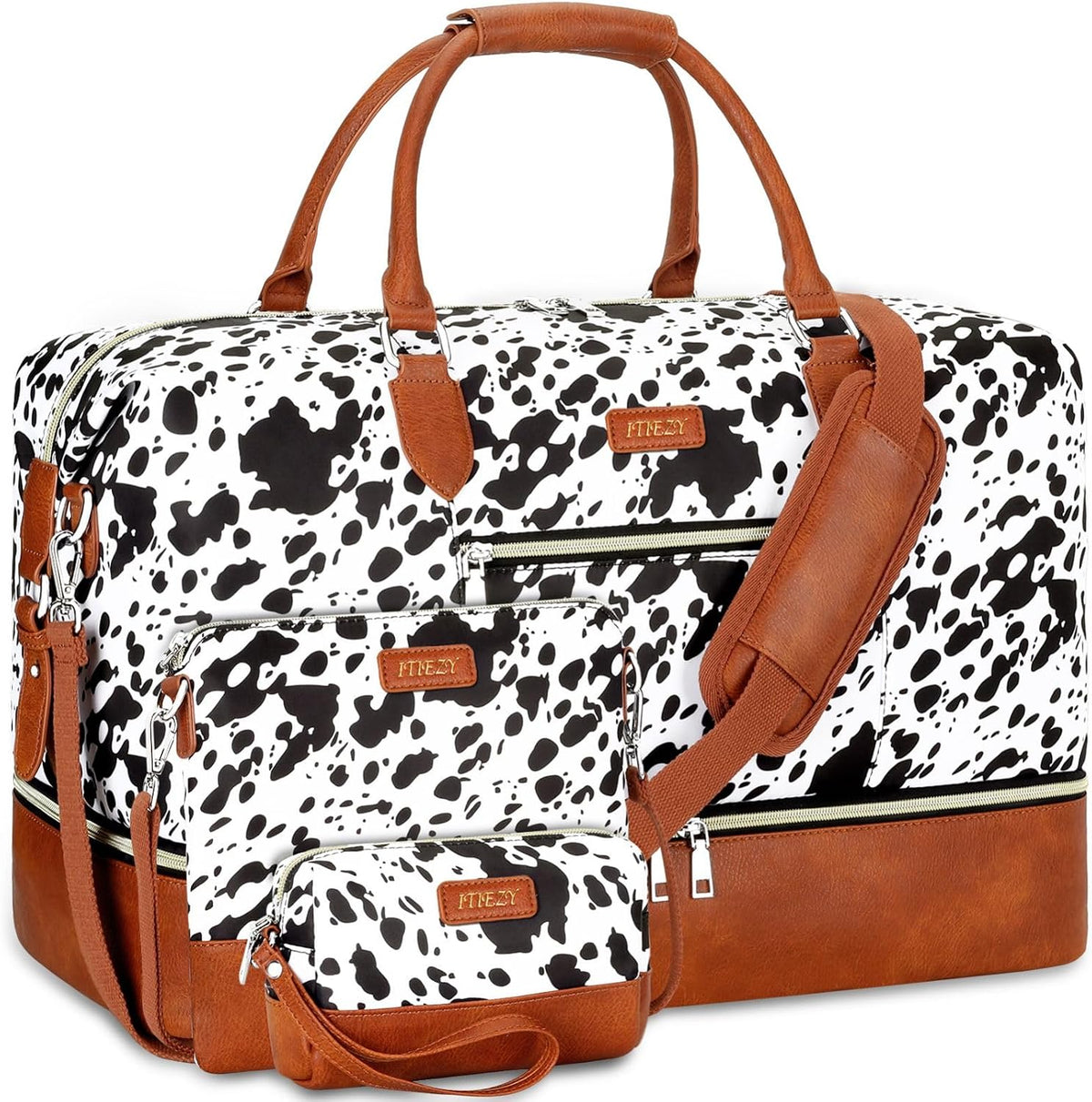 Weekender Overnight Bag for Women - Large Travel Duffel Bag with Shoe Compartment, Gym Duffel Bag Hospital Bag Carry On Tote Bags for Airplanes with Crossbody Bag Toiletry Bag 3Pcs Set - Colors B