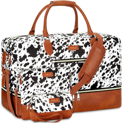 Weekender Overnight Bag for Women - Large Travel Duffel Bag with Shoe Compartment, Gym Duffel Bag Hospital Bag Carry On Tote Bags for Airplanes with Crossbody Bag Toiletry Bag 3Pcs Set - Colors B