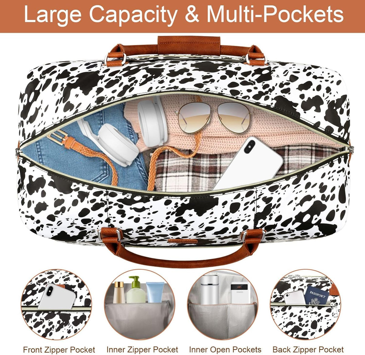 Weekender Overnight Bag for Women - Large Travel Duffel Bag with Shoe Compartment, Gym Duffel Bag Hospital Bag Carry On Tote Bags for Airplanes with Crossbody Bag Toiletry Bag 3Pcs Set - Colors B