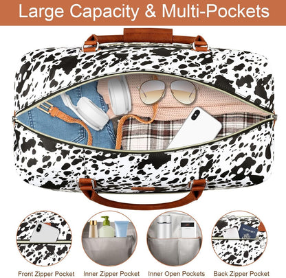 Weekender Overnight Bag for Women - Large Travel Duffel Bag with Shoe Compartment, Gym Duffel Bag Hospital Bag Carry On Tote Bags for Airplanes with Crossbody Bag Toiletry Bag 3Pcs Set - Colors B