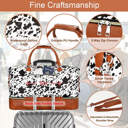 Weekender Overnight Bag for Women - Large Travel Duffel Bag with Shoe Compartment, Gym Duffel Bag Hospital Bag Carry On Tote Bags for Airplanes with Crossbody Bag Toiletry Bag 3Pcs Set - Colors B