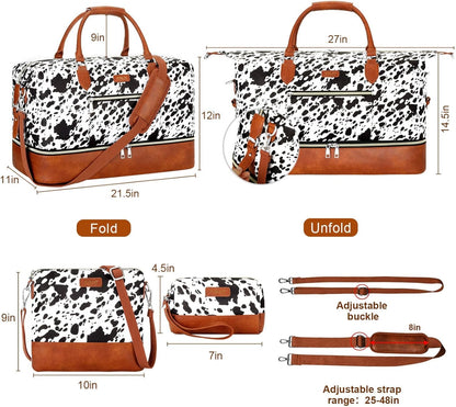 Weekender Overnight Bag for Women - Large Travel Duffel Bag with Shoe Compartment, Gym Duffel Bag Hospital Bag Carry On Tote Bags for Airplanes with Crossbody Bag Toiletry Bag 3Pcs Set - Colors B