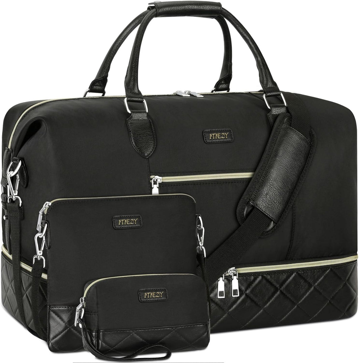 Weekender Overnight Bag for Women - Large Travel Duffel Bag with Shoe Compartment, Gym Duffel Bag Hospital Bag Carry On Tote Bags for Airplanes with Crossbody Bag Toiletry Bag 3Pcs Set - Colors B