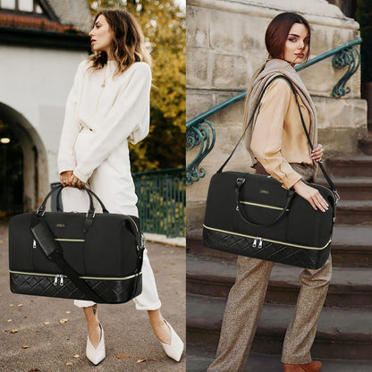 Weekender Overnight Bag for Women - Large Travel Duffel Bag with Shoe Compartment, Gym Duffel Bag Hospital Bag Carry On Tote Bags for Airplanes with Crossbody Bag Toiletry Bag 3Pcs Set - Colors B