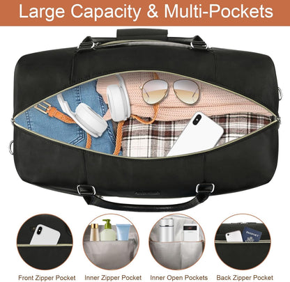 Weekender Overnight Bag for Women - Large Travel Duffel Bag with Shoe Compartment, Gym Duffel Bag Hospital Bag Carry On Tote Bags for Airplanes with Crossbody Bag Toiletry Bag 3Pcs Set - Colors B