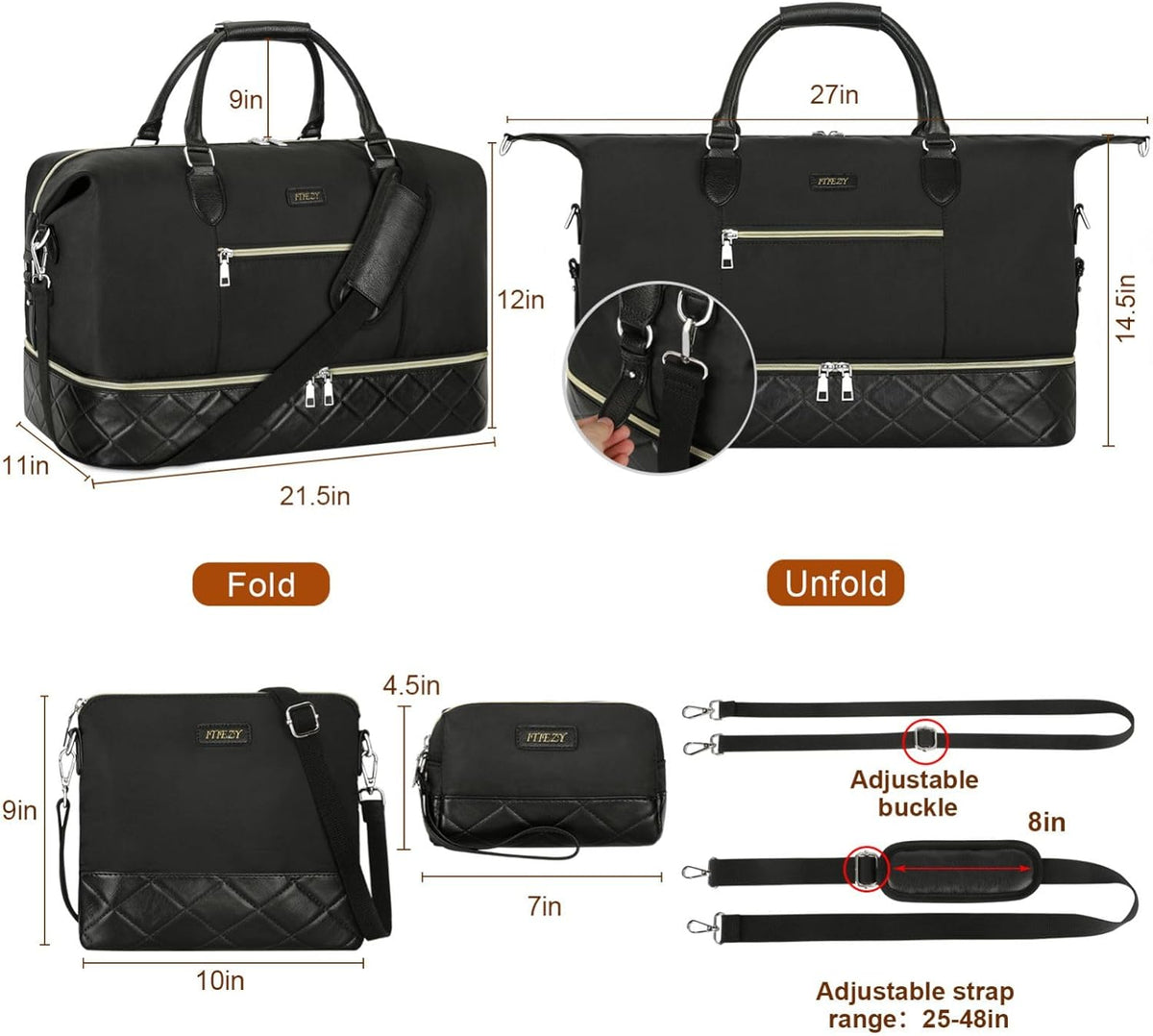 Weekender Overnight Bag for Women - Large Travel Duffel Bag with Shoe Compartment, Gym Duffel Bag Hospital Bag Carry On Tote Bags for Airplanes with Crossbody Bag Toiletry Bag 3Pcs Set - Colors B