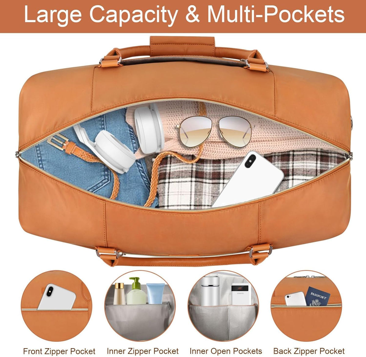 Weekender Overnight Bag for Women - Large Travel Duffel Bag with Shoe Compartment, Gym Duffel Bag Hospital Bag Carry On Tote Bags for Airplanes with Crossbody Bag Toiletry Bag 3Pcs Set - Colors B