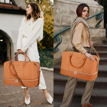 Weekender Overnight Bag for Women - Large Travel Duffel Bag with Shoe Compartment, Gym Duffel Bag Hospital Bag Carry On Tote Bags for Airplanes with Crossbody Bag Toiletry Bag 3Pcs Set - Colors B