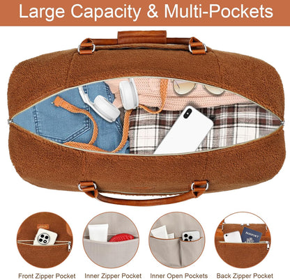 Weekender Overnight Bag for Women - Large Travel Duffel Bag with Shoe Compartment, Gym Duffel Bag Hospital Bag Carry On Tote Bags for Airplanes with Crossbody Bag Toiletry Bag 3Pcs Set - Colors B