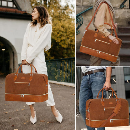 Weekender Overnight Bag for Women - Large Travel Duffel Bag with Shoe Compartment, Gym Duffel Bag Hospital Bag Carry On Tote Bags for Airplanes with Crossbody Bag Toiletry Bag 3Pcs Set - Colors B