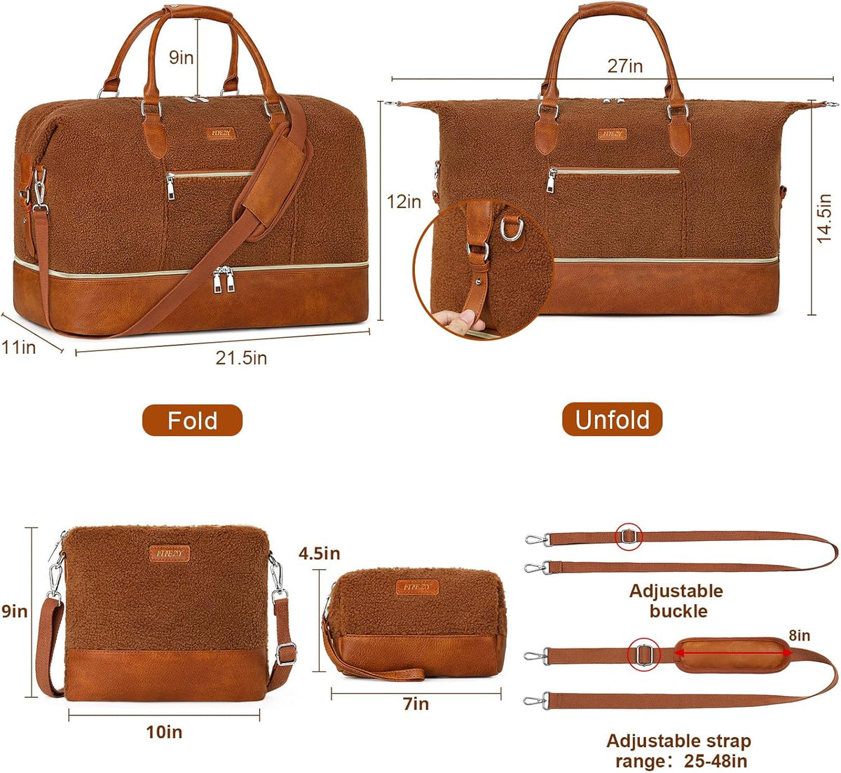 Weekender Overnight Bag for Women - Large Travel Duffel Bag with Shoe Compartment, Gym Duffel Bag Hospital Bag Carry On Tote Bags for Airplanes with Crossbody Bag Toiletry Bag 3Pcs Set - Colors B