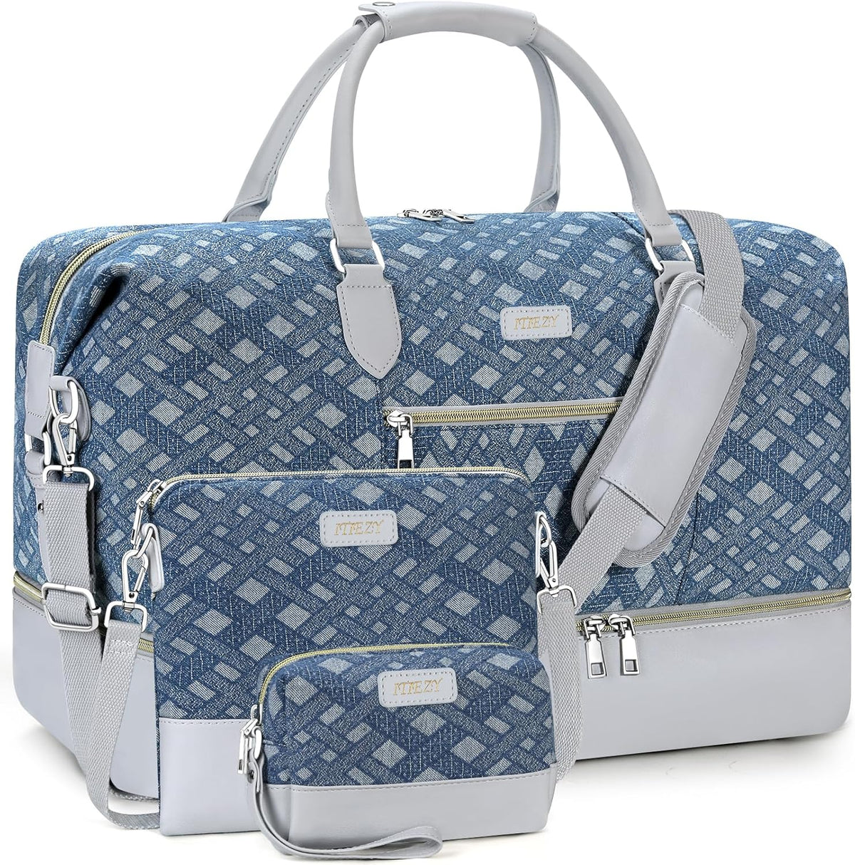 Weekender Overnight Bag for Women - Large Travel Duffel Bag with Shoe Compartment, Gym Duffel Bag Hospital Bag Carry On Tote Bags for Airplanes with Crossbody Bag Toiletry Bag 3Pcs Set - Colors B