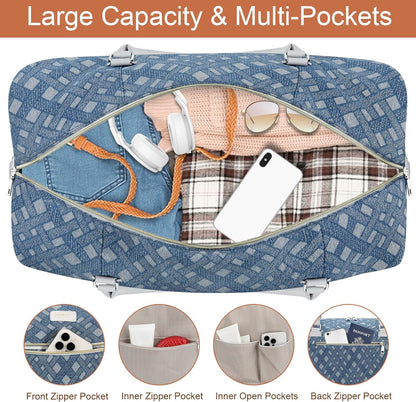 Weekender Overnight Bag for Women - Large Travel Duffel Bag with Shoe Compartment, Gym Duffel Bag Hospital Bag Carry On Tote Bags for Airplanes with Crossbody Bag Toiletry Bag 3Pcs Set - Colors B