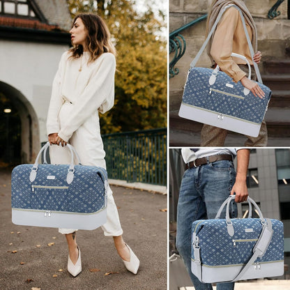 Weekender Overnight Bag for Women - Large Travel Duffel Bag with Shoe Compartment, Gym Duffel Bag Hospital Bag Carry On Tote Bags for Airplanes with Crossbody Bag Toiletry Bag 3Pcs Set - Colors B
