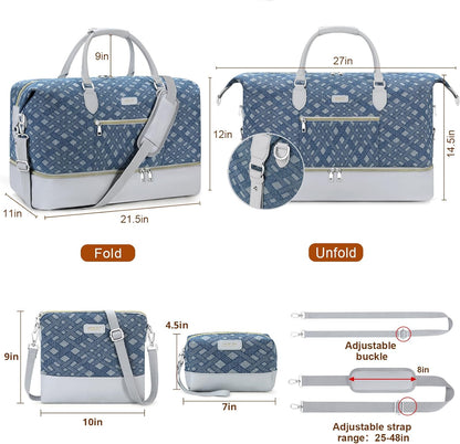 Weekender Overnight Bag for Women - Large Travel Duffel Bag with Shoe Compartment, Gym Duffel Bag Hospital Bag Carry On Tote Bags for Airplanes with Crossbody Bag Toiletry Bag 3Pcs Set - Colors B