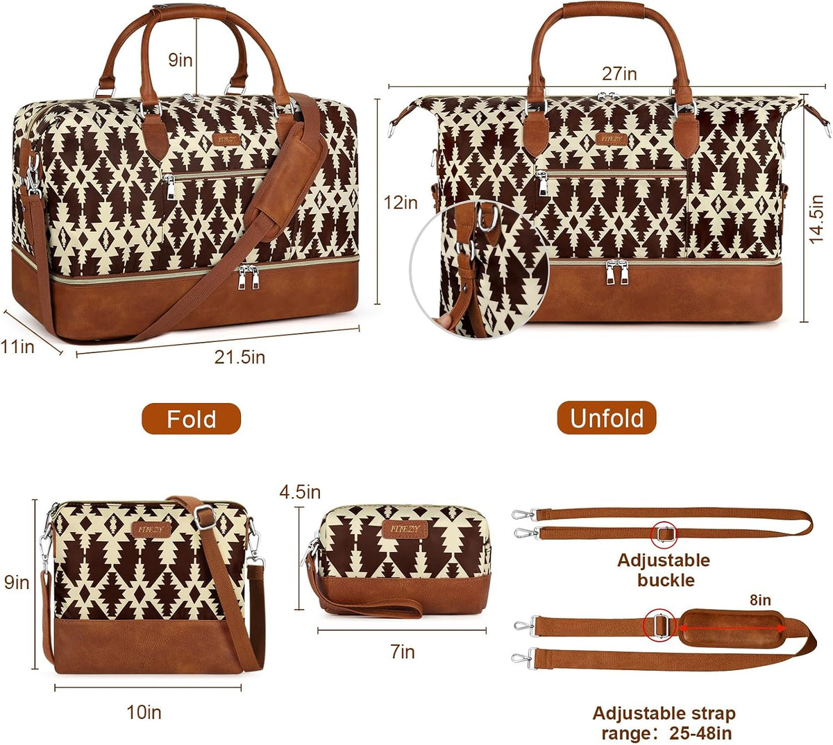 Weekender Overnight Bag for Women - Large Travel Duffel Bag with Shoe Compartment, Gym Duffel Bag Hospital Bag Carry On Tote Bags for Airplanes with Crossbody Bag Toiletry Bag 3Pcs Set - Colors B