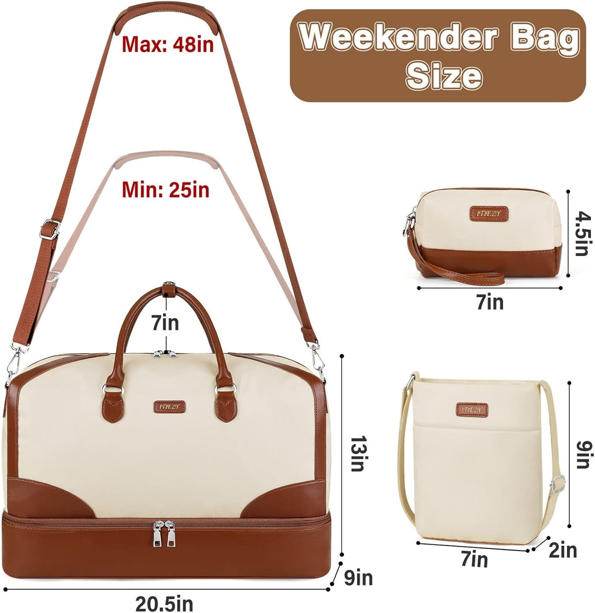 Weekender Overnight Bag for Women - Large Travel Duffel Bag with Shoe Compartment, Gym Duffel Bag Hospital Bag Carry On Tote Bags for Airplanes with Crossbody Bag Toiletry Bag 3Pcs Set - Colors B