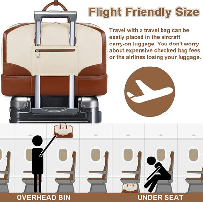 Weekender Overnight Bag for Women - Large Travel Duffel Bag with Shoe Compartment, Gym Duffel Bag Hospital Bag Carry On Tote Bags for Airplanes with Crossbody Bag Toiletry Bag 3Pcs Set - Colors B